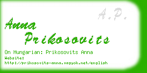 anna prikosovits business card